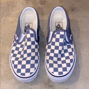 Checkered blue and white vans